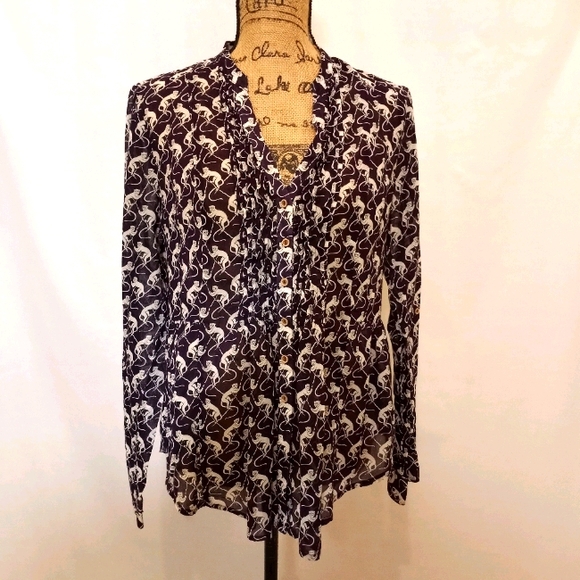 Anthropologie Tops - MAEVE MONKEY PRINT TAB SLEEVE BUTTON UP 10